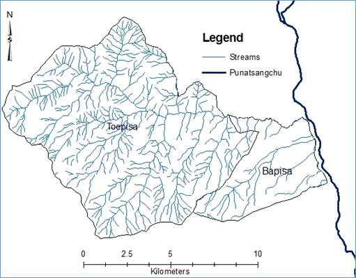 Toebirongchhu sub-watershed within Toepisa and Bapisa Gewogs along with Punatsangchhu river