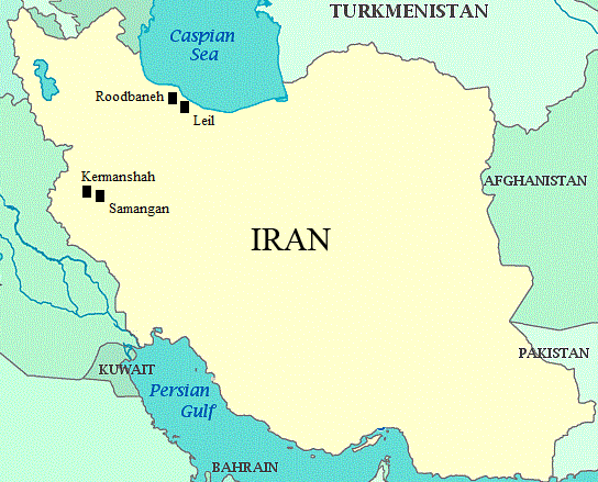Fig: Map of Iran depicting the sampling sites