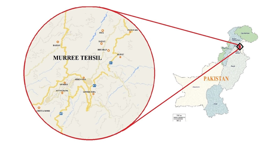 Map showing the study area, Murree and its vicinity